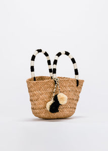 Mini St. Tropez Pom Pom Straw Tote