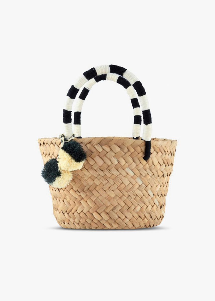 Mini St. Tropez Pom Pom Straw Tote