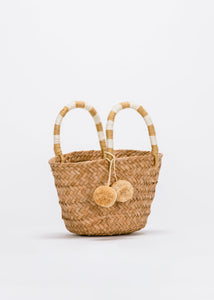 Mini St. Tropez Pom Pom Straw Tote