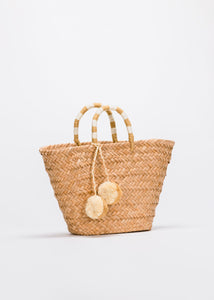 St. Tropez Pom Pom Straw Tote