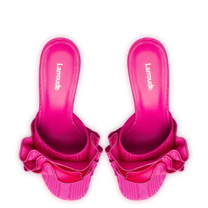 Colette Ruffle Sandal In Magenta Fabric