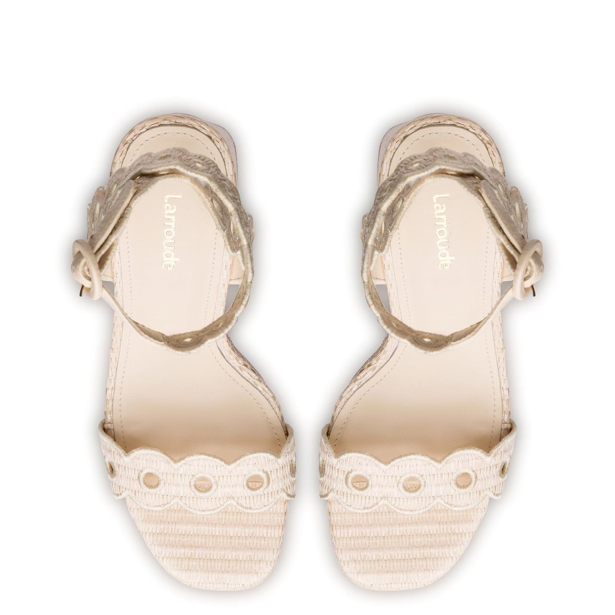 Dolly Broderie Sandal In Natural Raffia