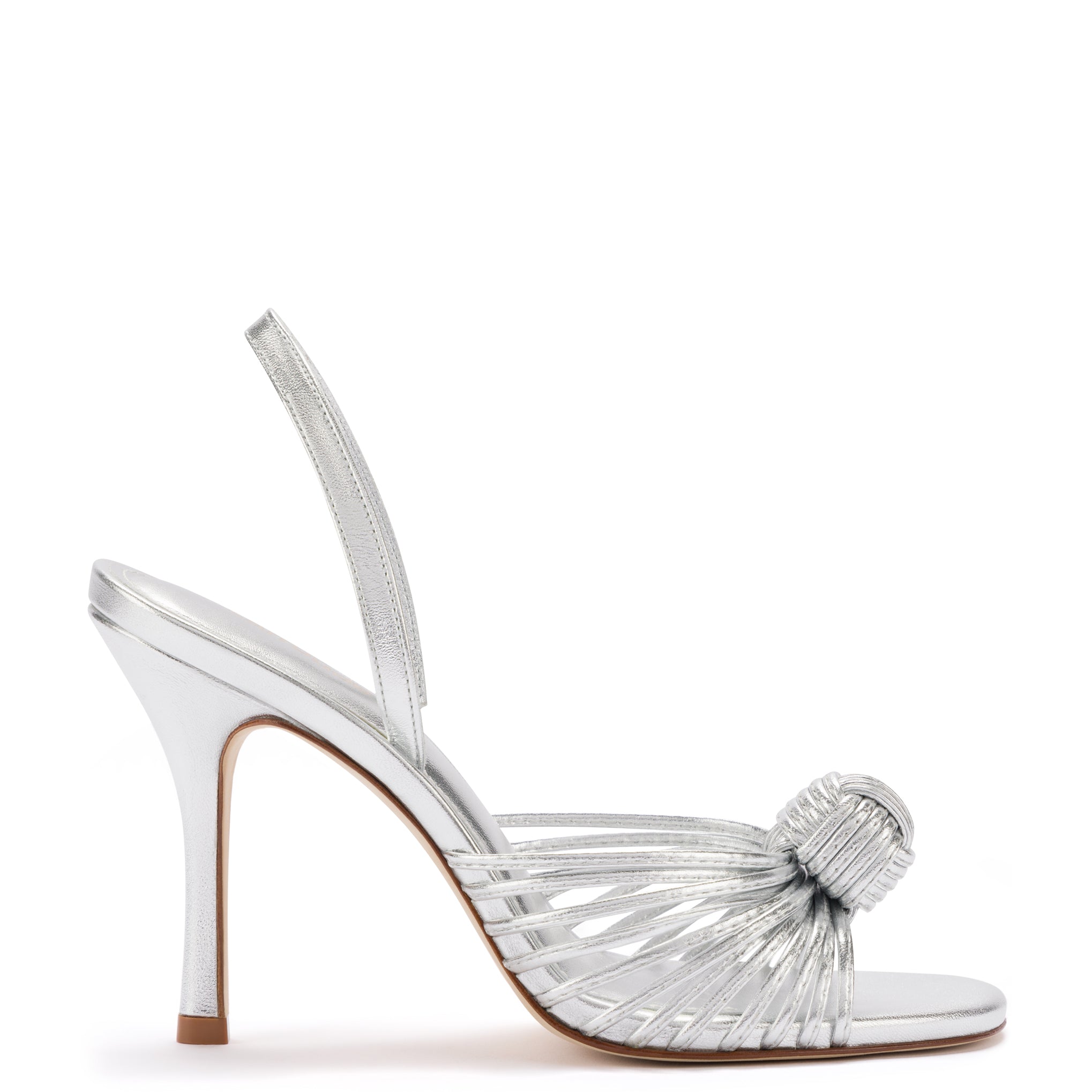 Valerie Slingback Sandal In Silver Metallic Leather