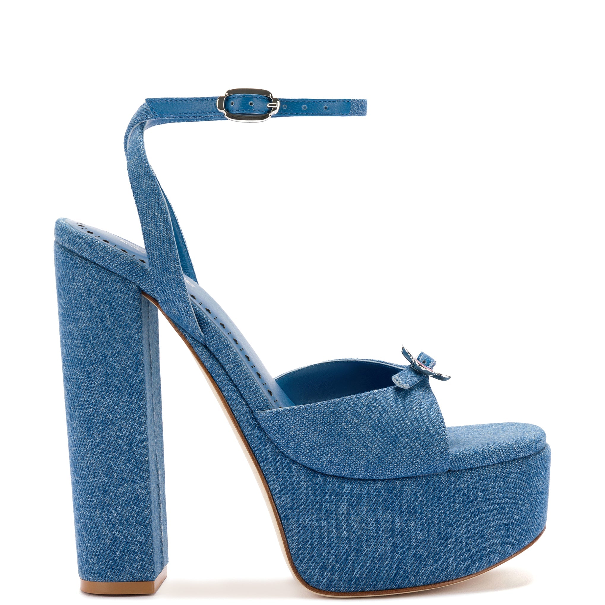 Daisy Platform in Blue Stoned Denim