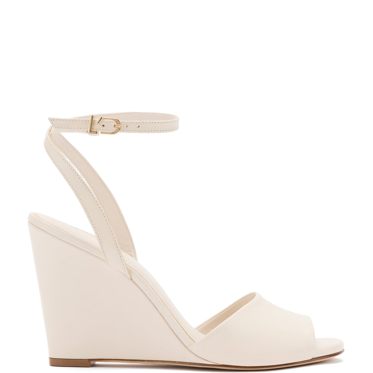 Yves Wedge In Ivory Leather