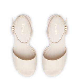 Yves Wedge In Ivory Leather