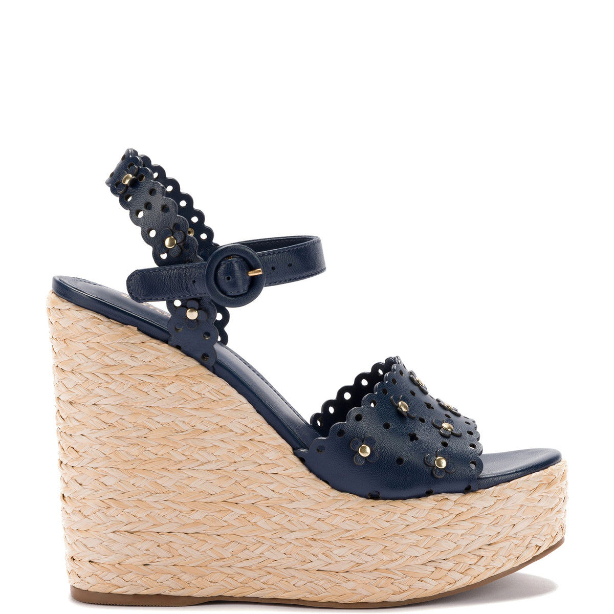 Jasmine Wedge In Indigo Leather