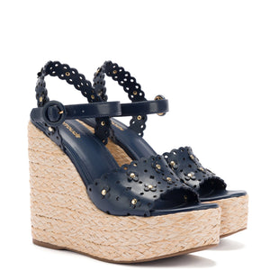 Jasmine Wedge In Indigo Leather