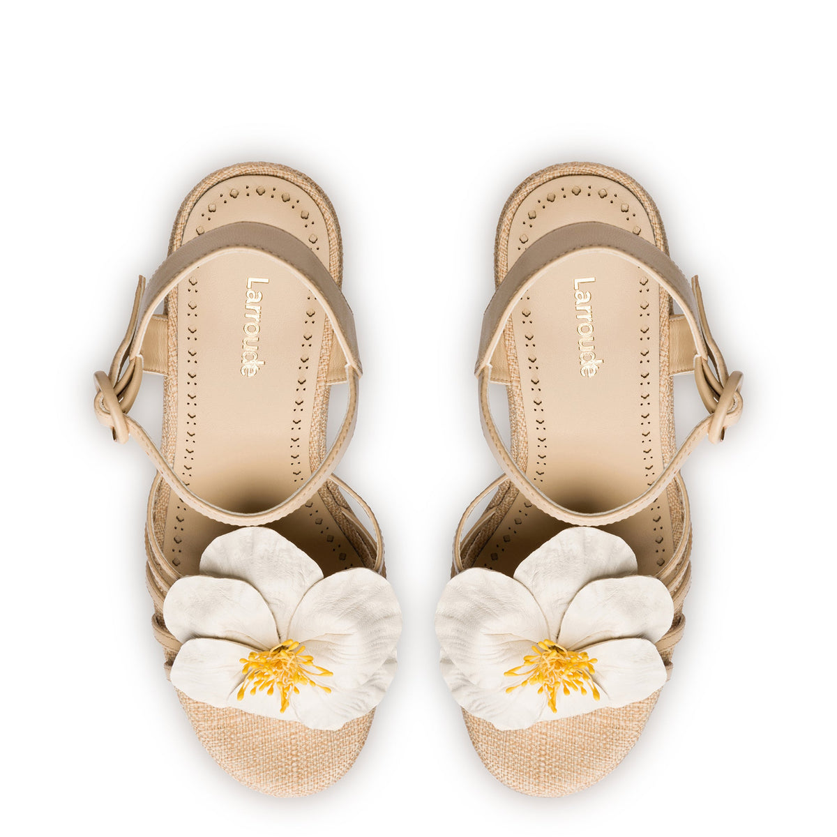 Magnolia Wedge In Ivory Leather