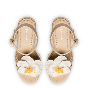 Magnolia Wedge In Ivory Leather