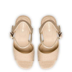 Vanessa Platform Sandal In Beige Raffia