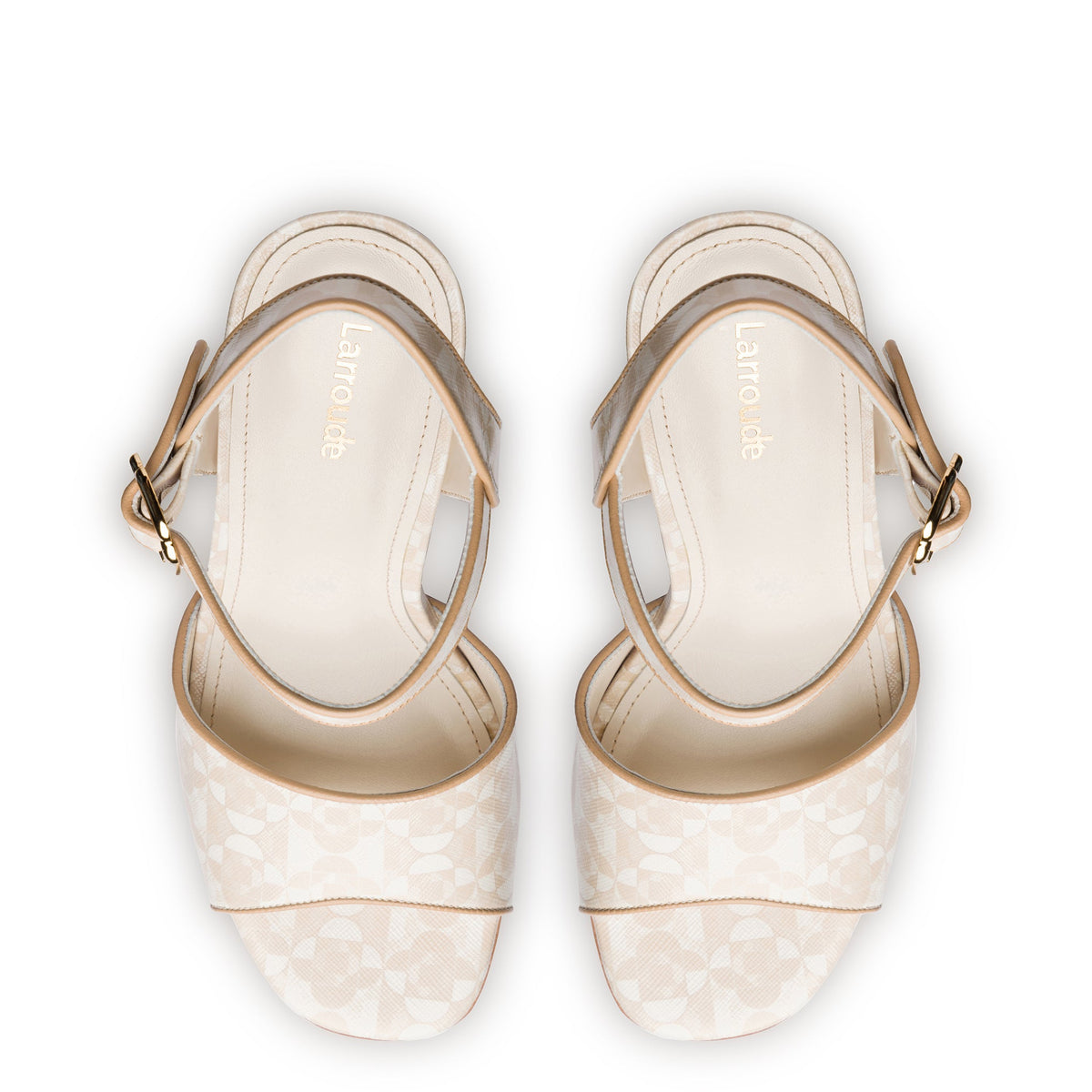 Vanessa Platform Sandal In Dual Printed Beige Saffiano Leather