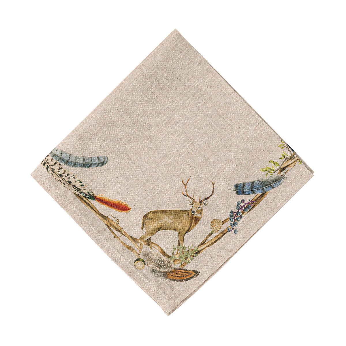 Forest Walk Café Au Lait Napkin with Animals