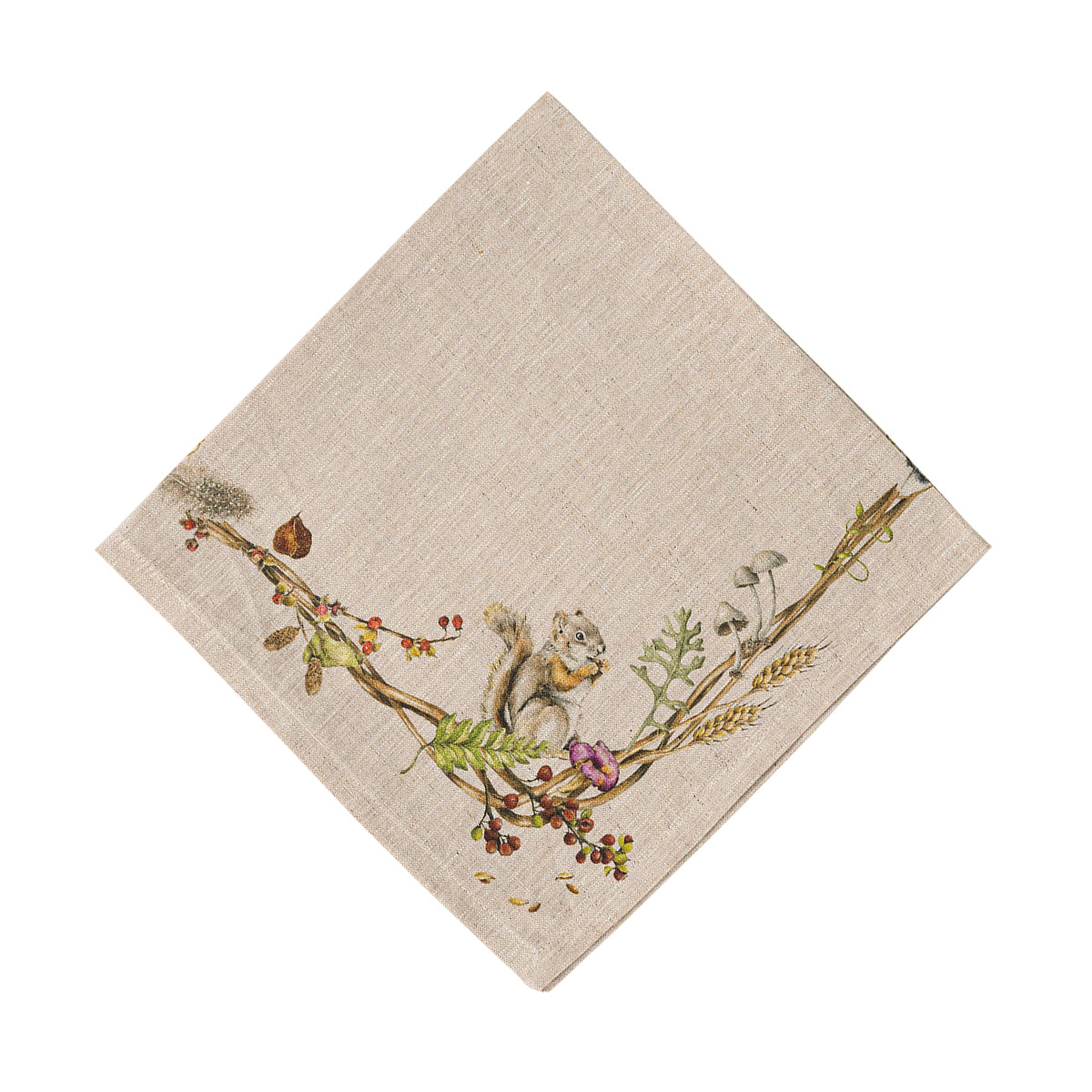 Forest Walk Café Au Lait Napkin with Animals