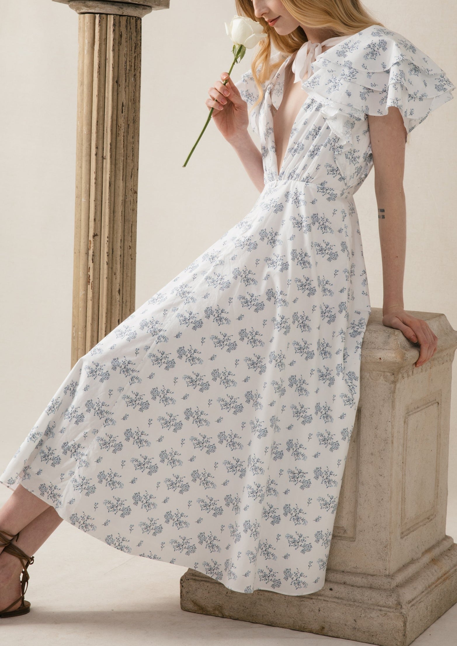 Juno Dress in Blue Flora