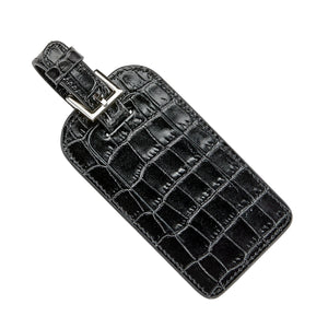 Luggage Tag in Crocodile Embossed Leather