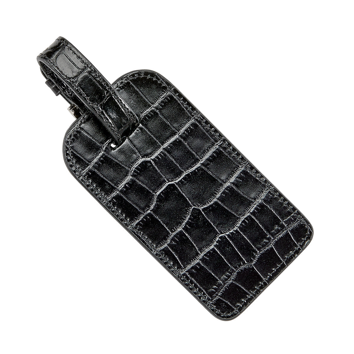 Luggage Tag in Crocodile Embossed Leather