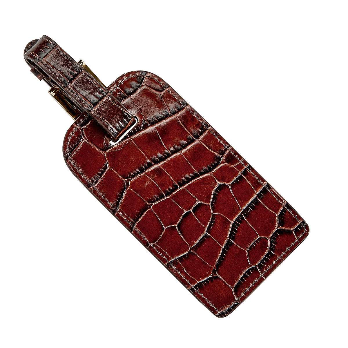 Luggage Tag in Crocodile Embossed Leather