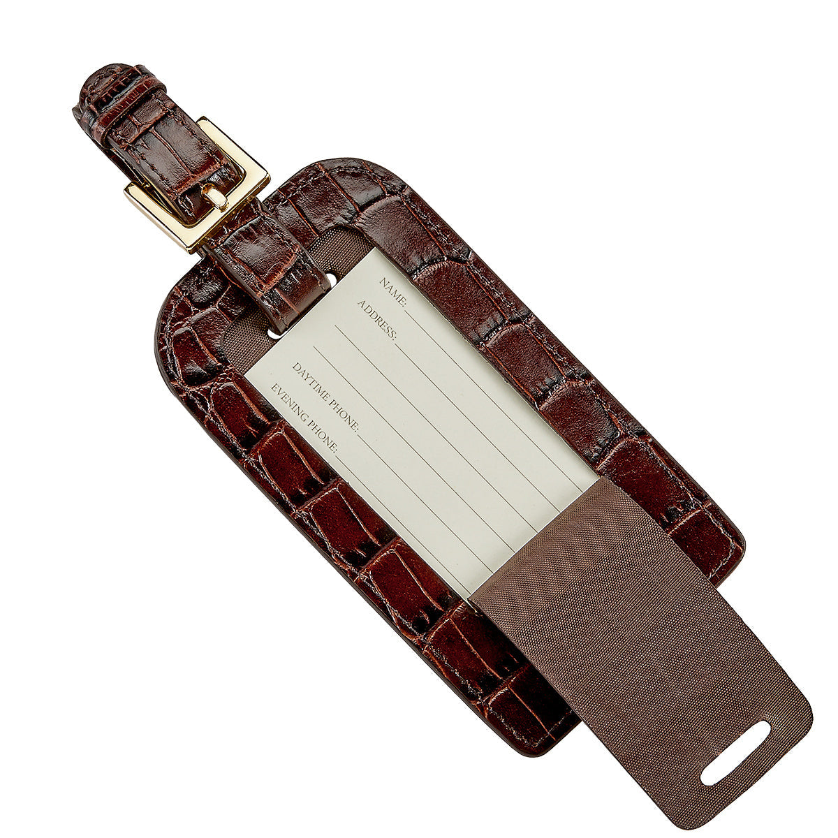 Luggage Tag in Crocodile Embossed Leather