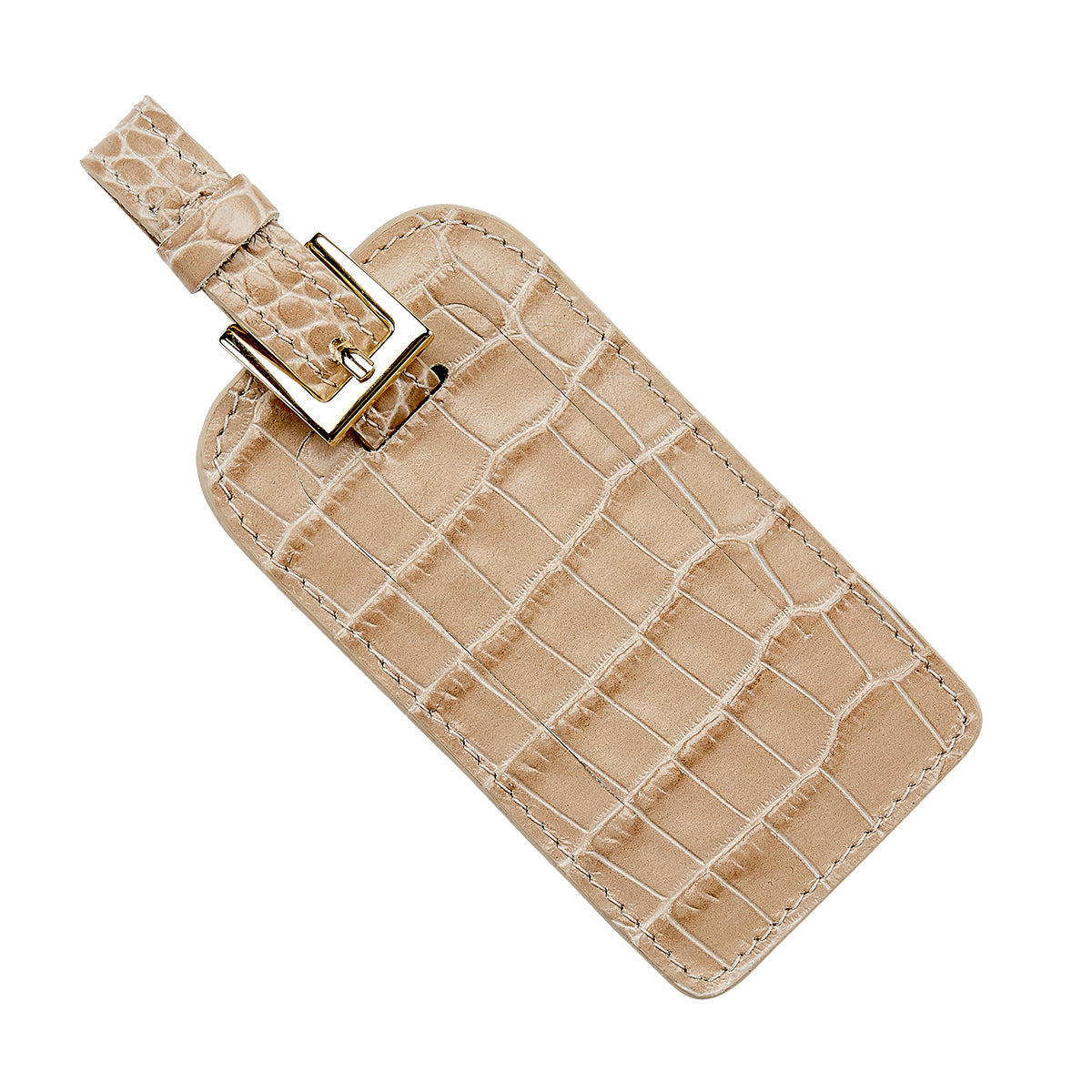 Luggage Tag in Crocodile Embossed Leather