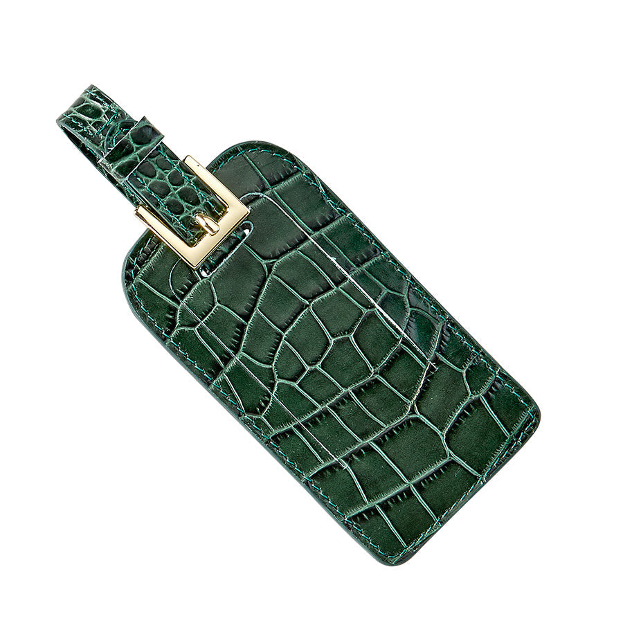 Luggage Tag in Crocodile Embossed Leather