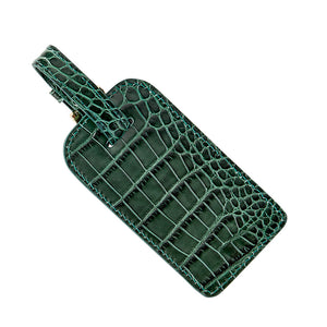 Luggage Tag in Crocodile Embossed Leather