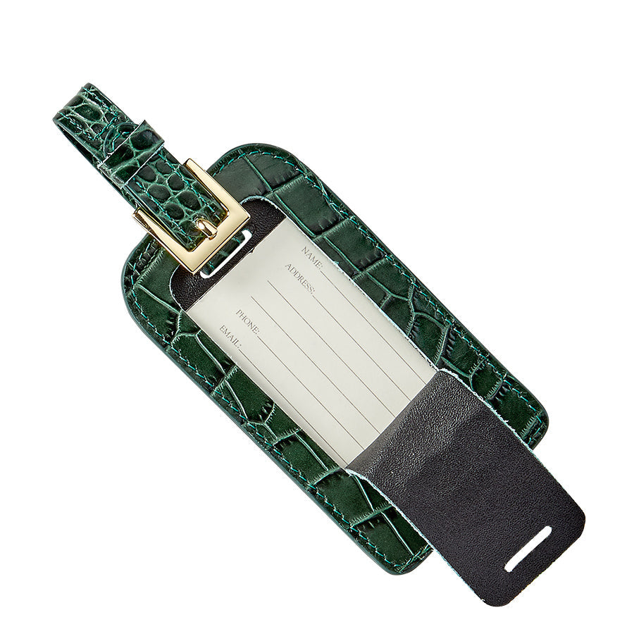 Luggage Tag in Crocodile Embossed Leather