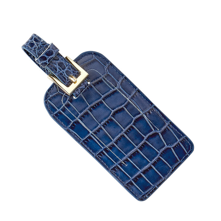 Luggage Tag in Crocodile Embossed Leather