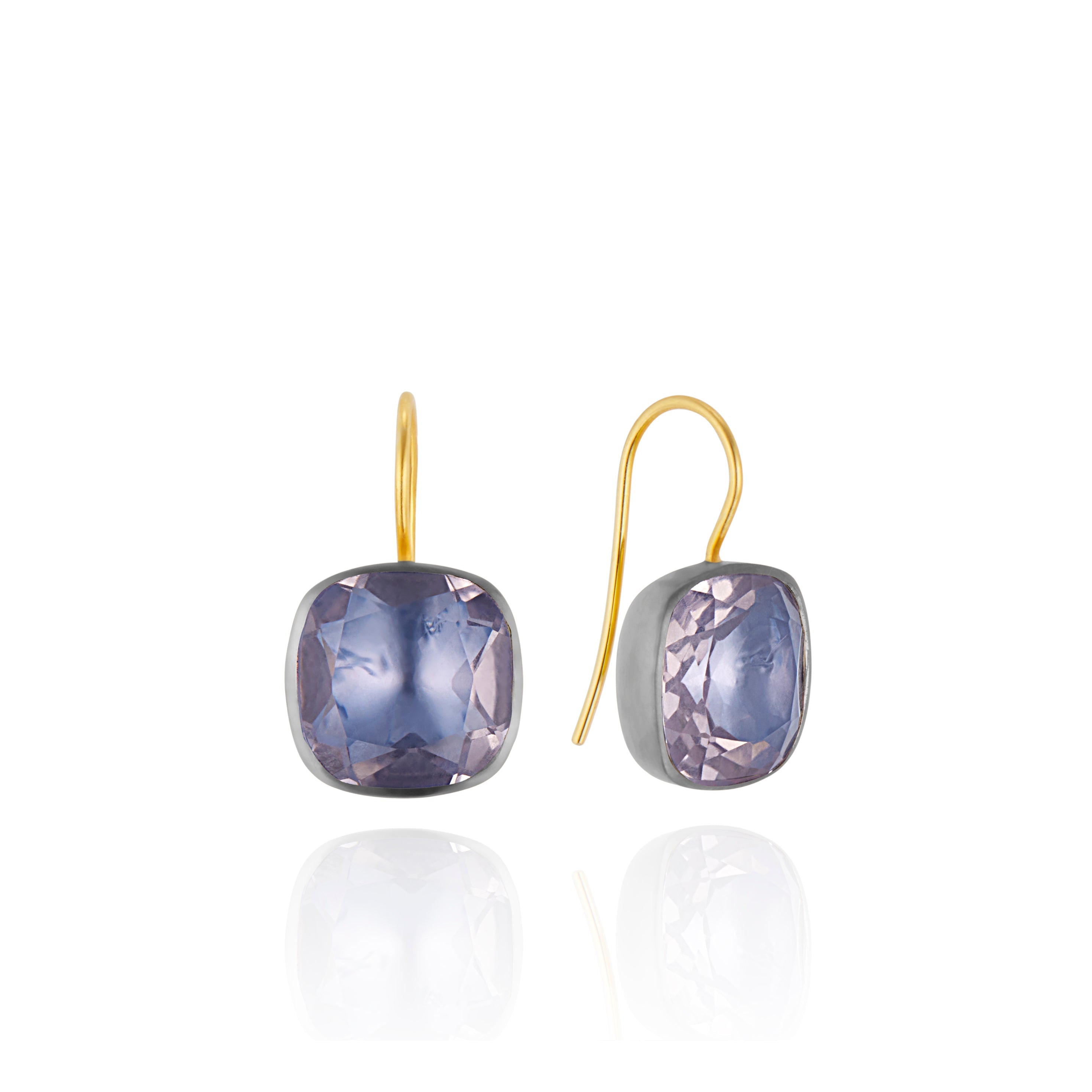 Luzia Button Earrings in Lavender Moon Quartz