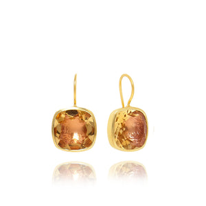 Luzia Button Earrings in Citrine & 14K Gold