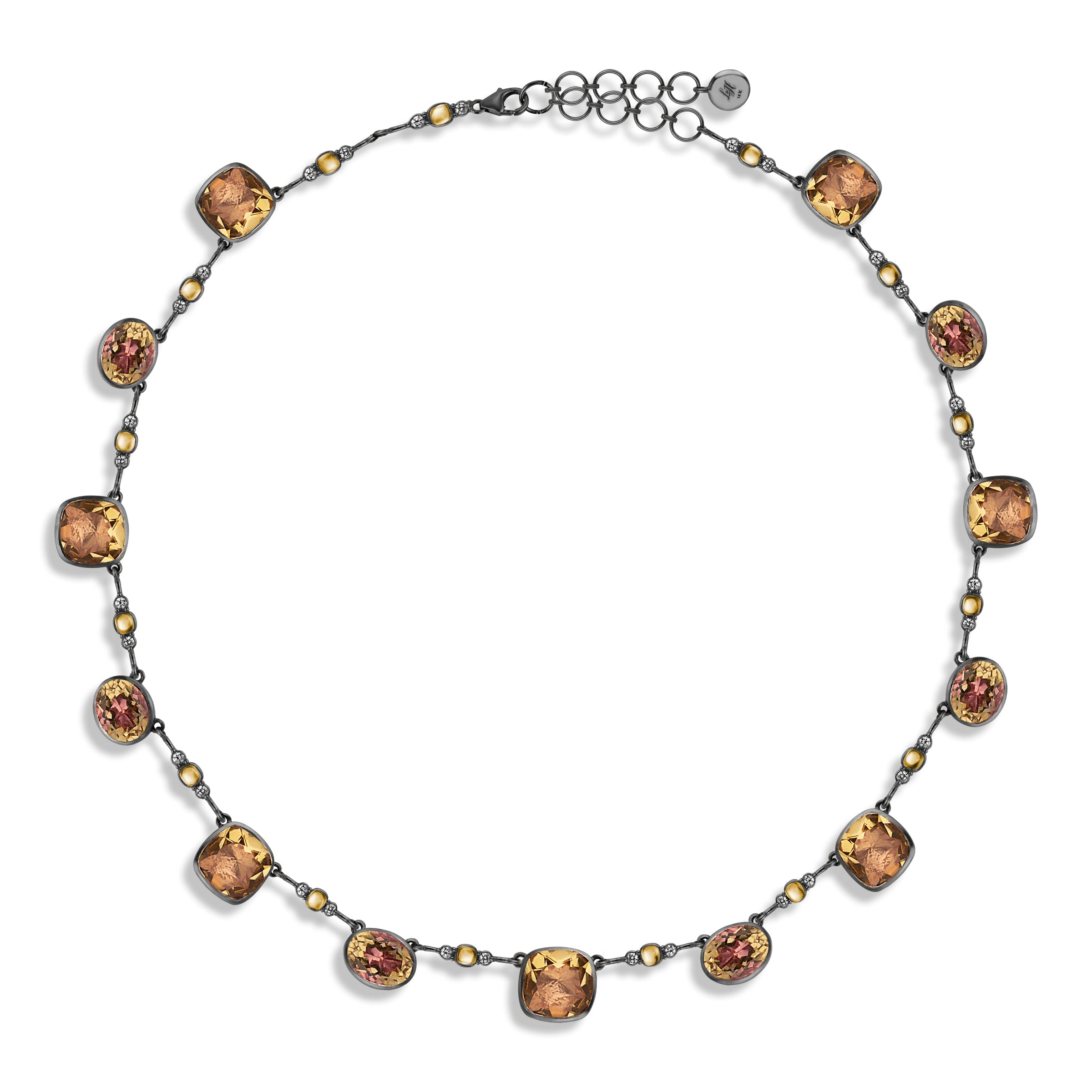 Luzia Cushion Oval Necklace in Yellow Citrine