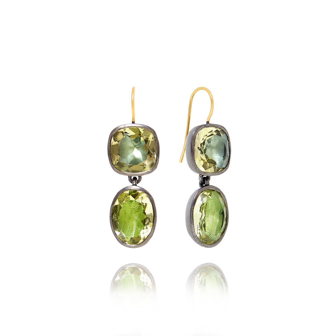 Luzia Cushion Oval Double Drop Earrings in Lemon Quartz