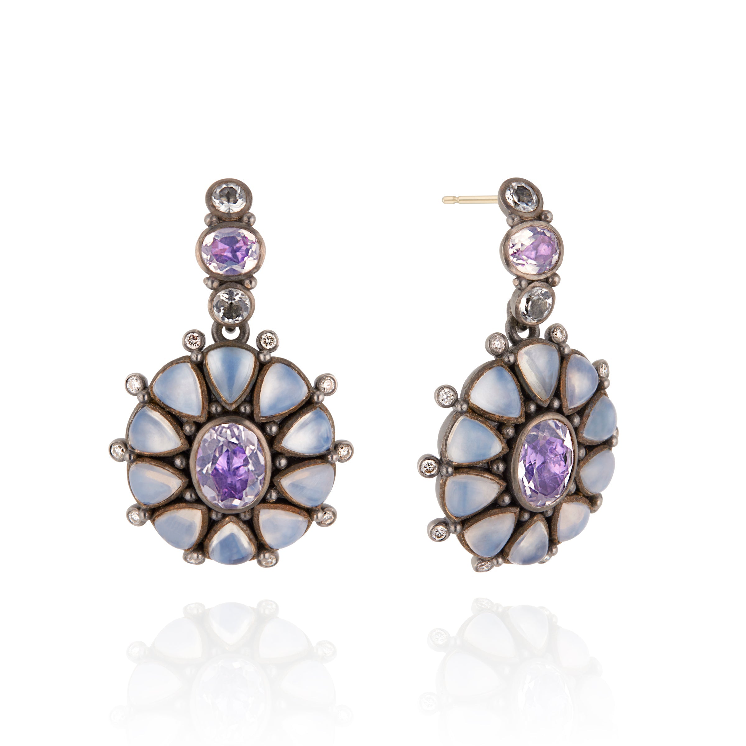 Luzia Princesa Cluster Drop Earrings in Lavender Moon Quartz