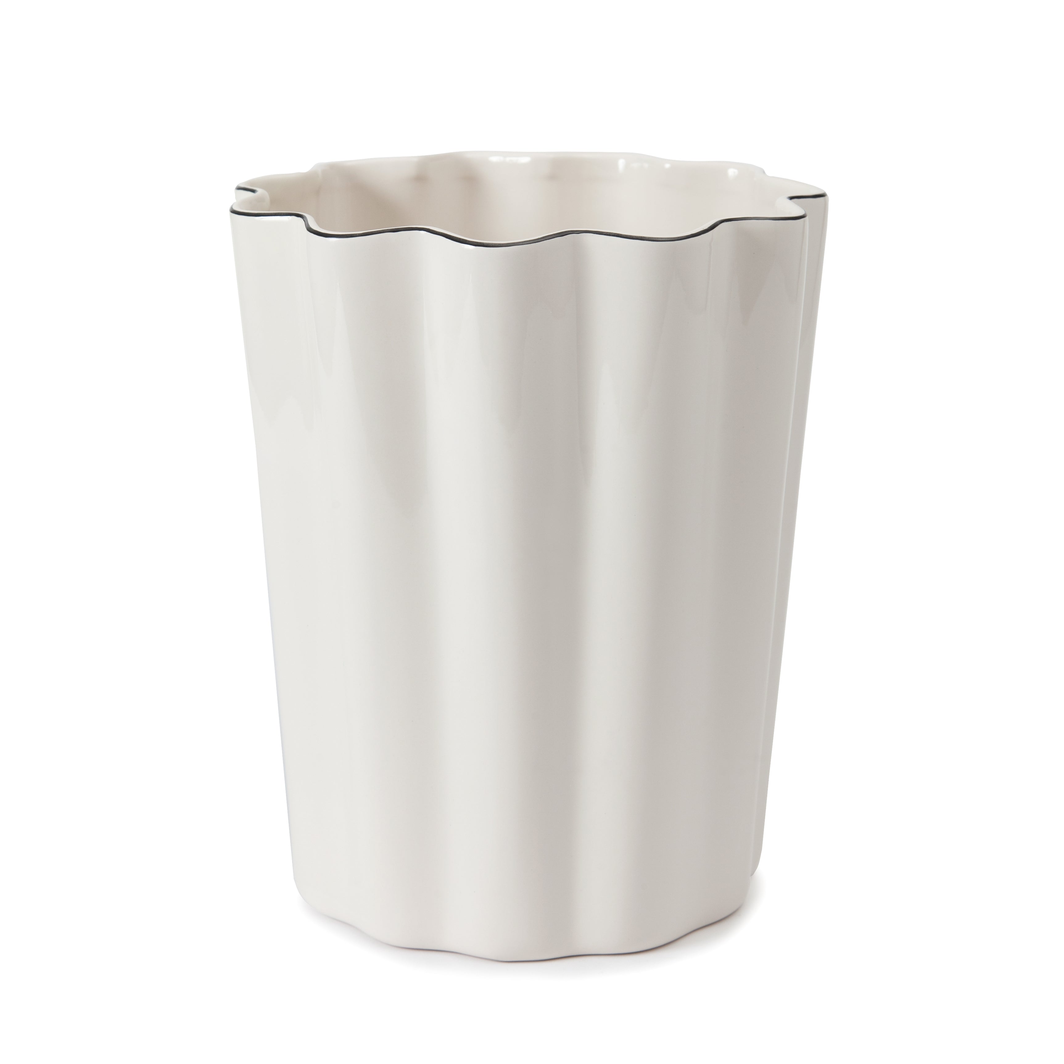 Le Marais Waste Basket in White with Black Trim