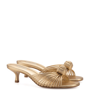 Valerie Mule In Gold Metallic Leather