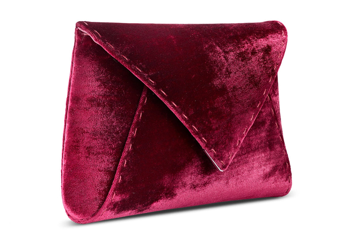 Lee Pouchet Small in Deep Garnet Crushed Velvet