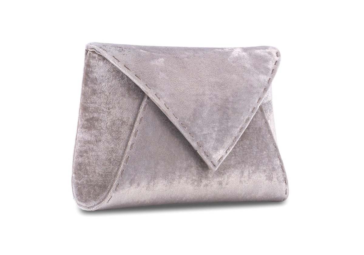 Lee Pouchet Small in Silver Mink Crushed Velvet