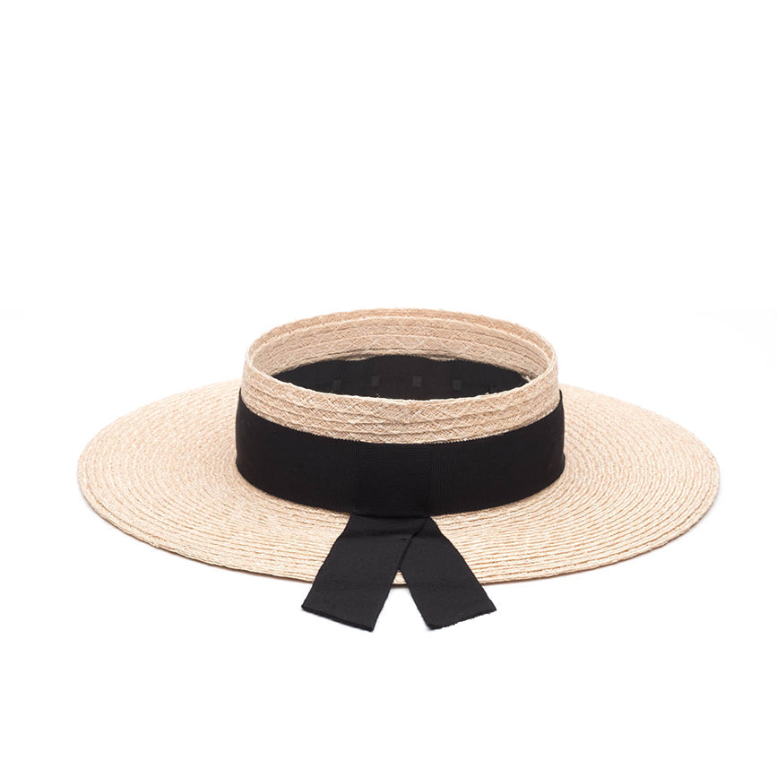 Eugenia Kim Lettie visor in natural hemp back view product shot