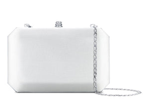 Lily Clutch in Pegasus White IDRO Treated Satin