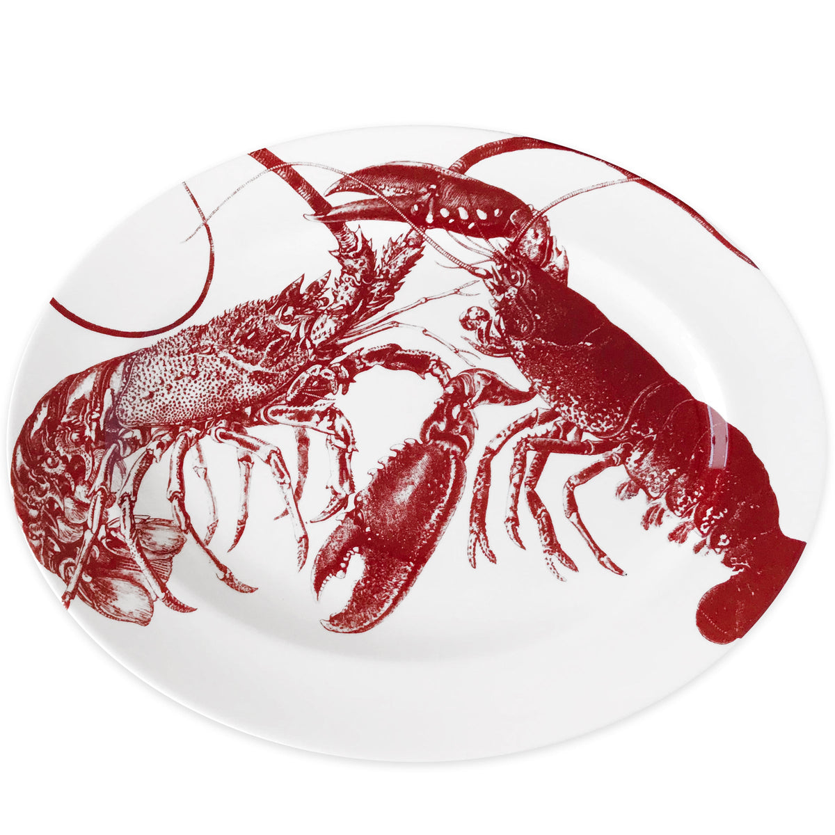 Red Lobster Large Oval Rimmed Platter - Caskata