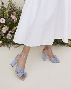 Camellia Bow Heel in Blue