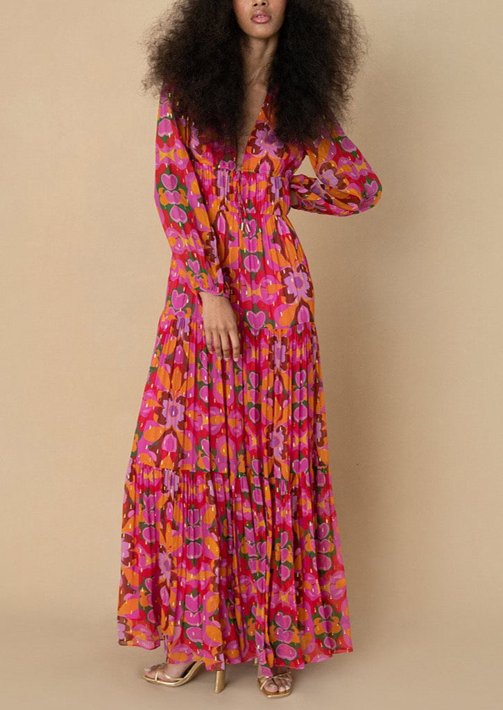 Freya Chiffon Maxi Dress in Seventies Orange