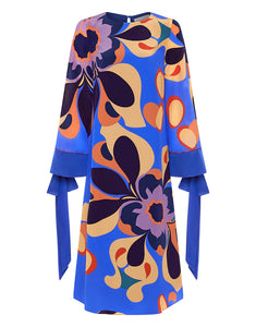 Seraphina Crepe Midi Dress in Seventies Blue