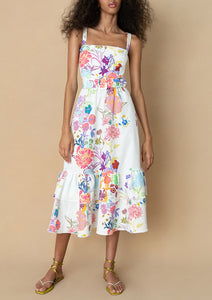 Dani Cotton Midi Dress in Jardin White