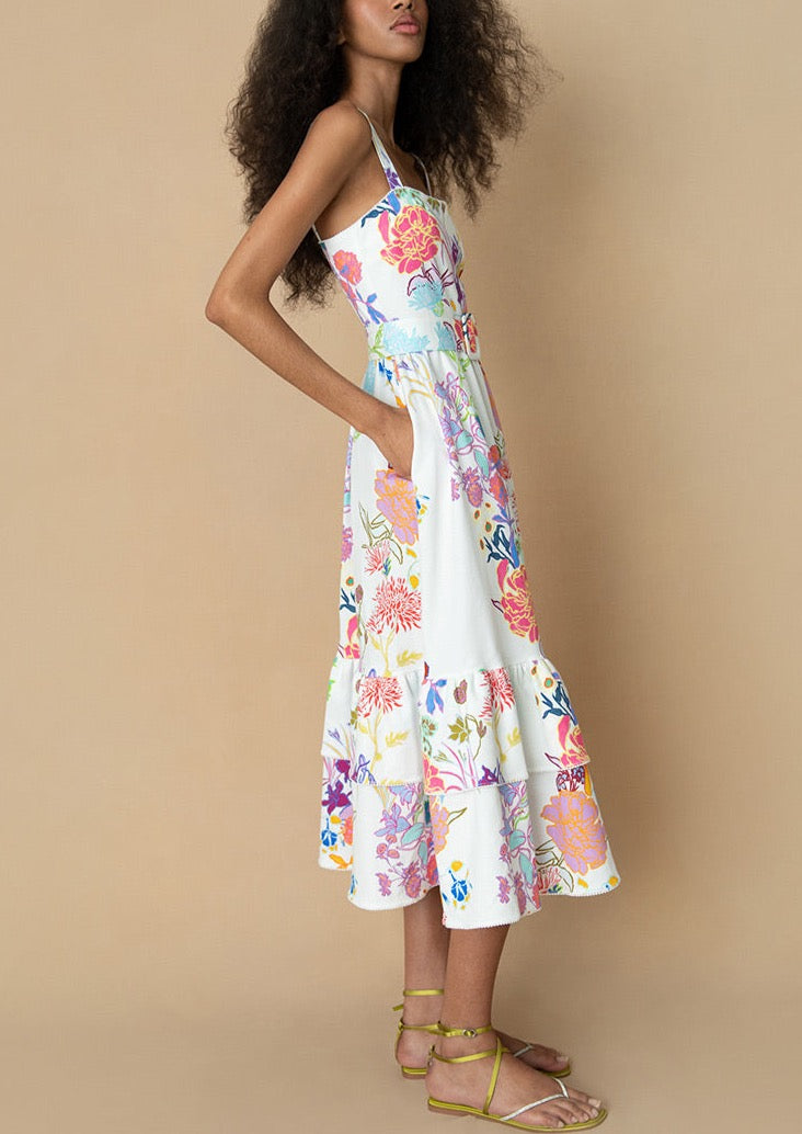 Dani Cotton Midi Dress in Jardin White