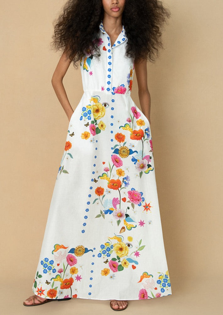 Paloma Cotton Maxi Dress in Juayua White