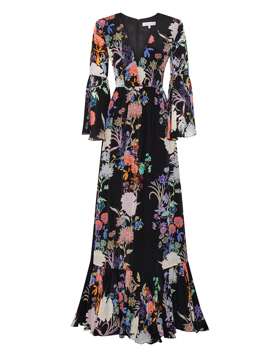 Astrea Crepe Maxi Dress in Jardin Black