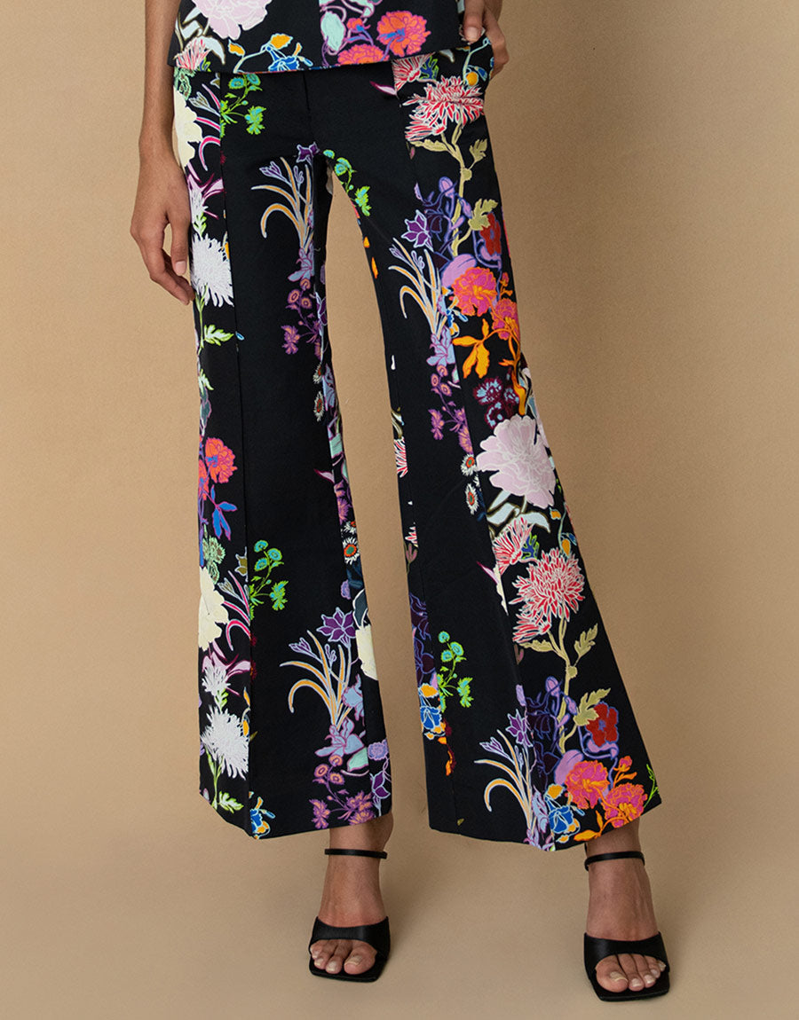 Morgan Taffeta Trouser in Jardin Black