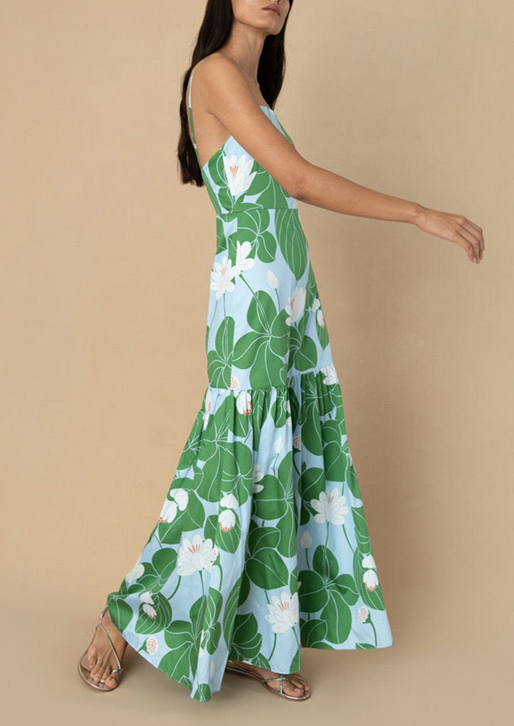 Cordiela Cotton Maxi Dress in Waterlily Green