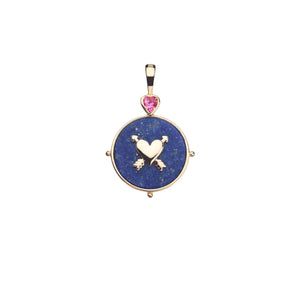 Love Lapis Heart And Arrows Pendant Necklace